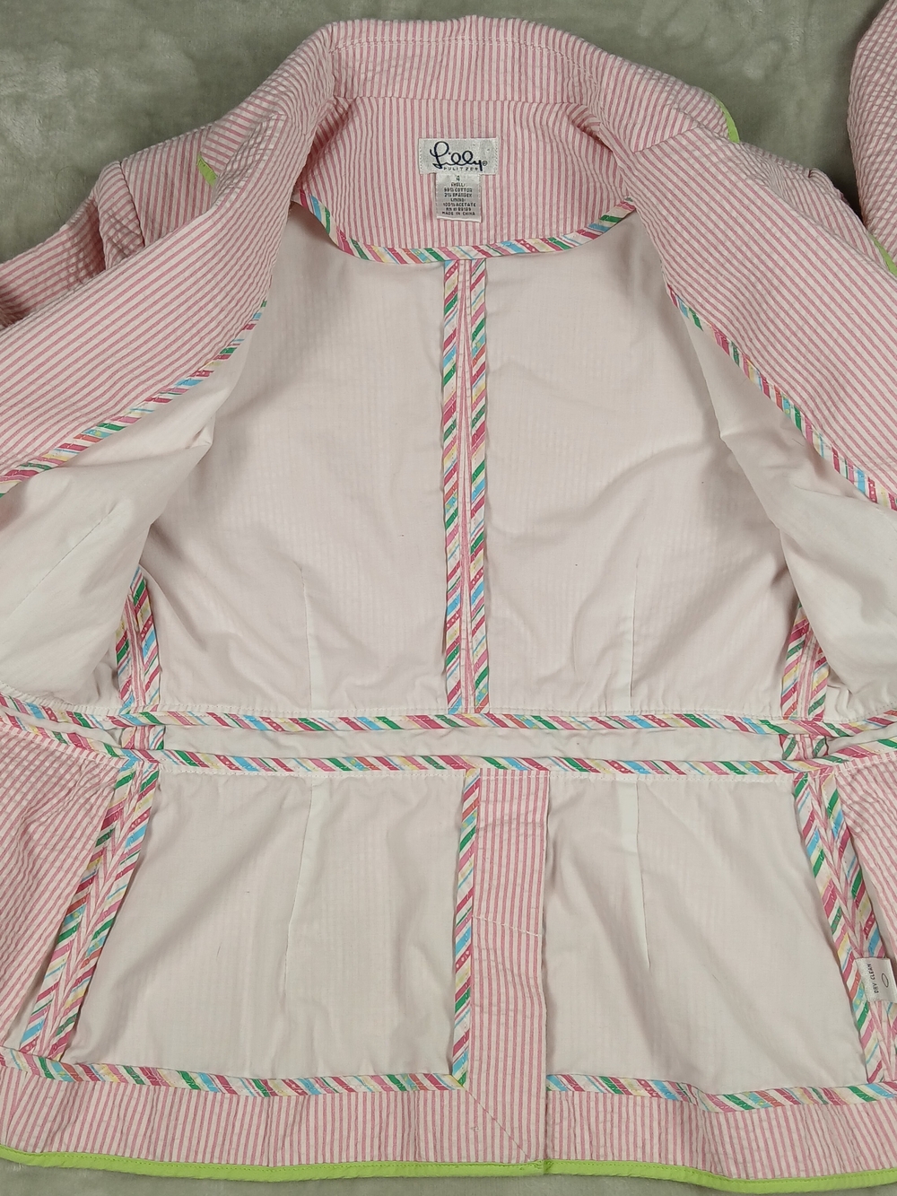 Lilly Pulitzer Janice Blazer 4 Women's Seersucker Pink Jacket Striped - Picture 4 of 12